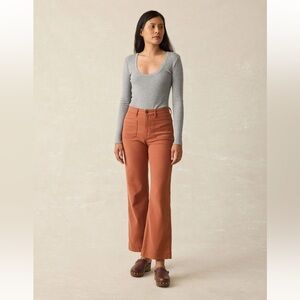 Faherty Wide Leg Cropped Pants Rust Orange High Rise 25